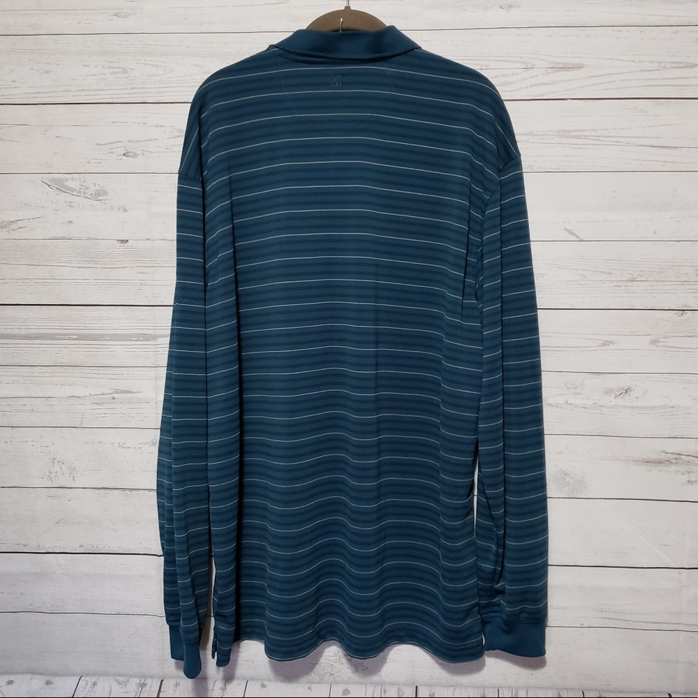 *SOLD* Walter Hagen Teal Striped Long Sleeve Polo XL - Picture 2 of 9